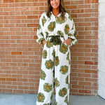 Florencia Wide Leg Long Sleeve Floral Set - Jessi Jayne Boutique