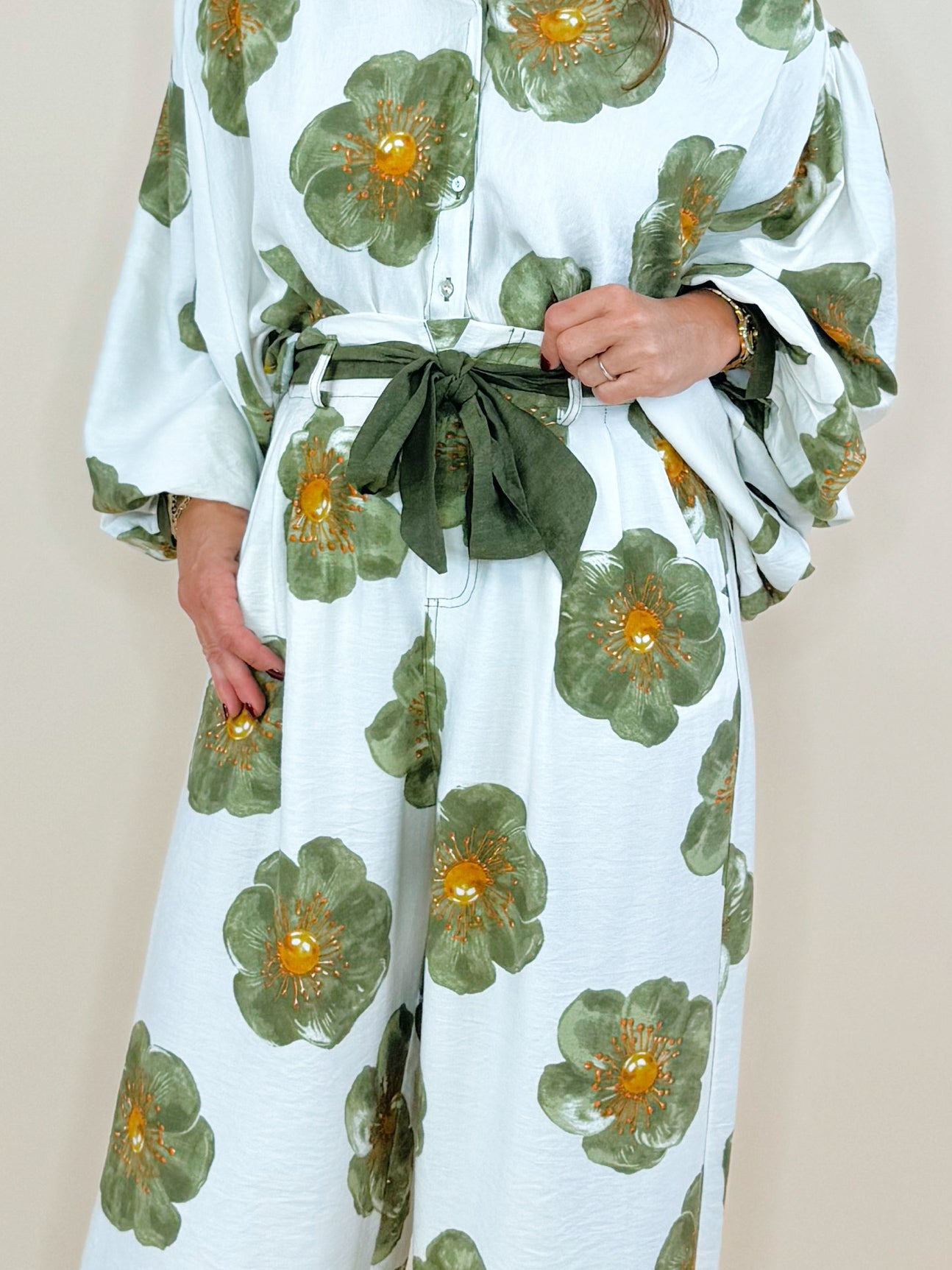 Florencia Wide Leg Long Sleeve Floral Set - Jessi Jayne Boutique