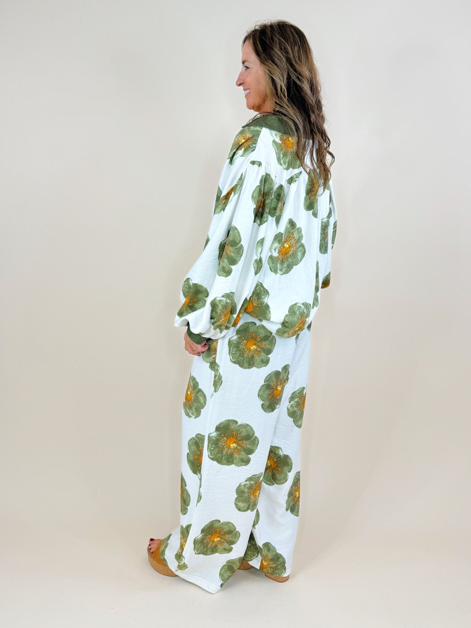Florencia Wide Leg Long Sleeve Floral Set - Jessi Jayne Boutique