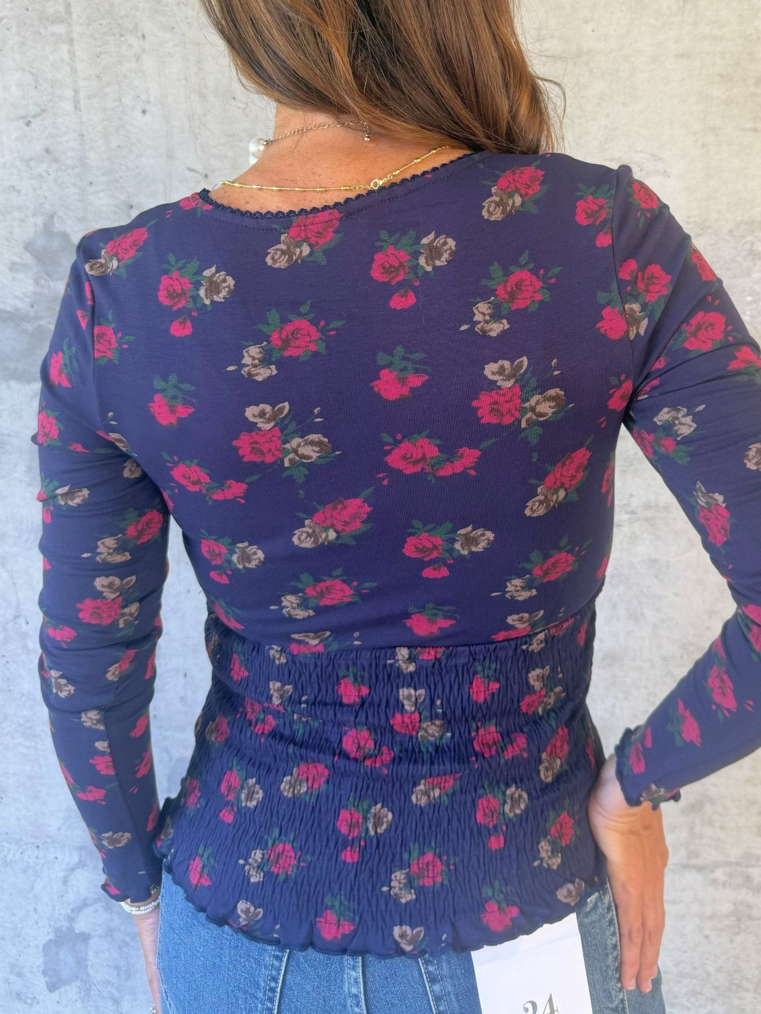 Midnight Rose Smocked Waist Top - Jessi Jayne Boutique