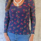 Midnight Rose Smocked Waist Top - Jessi Jayne Boutique