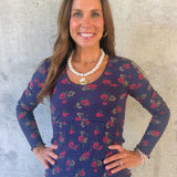 Midnight Rose Smocked Waist Top - Jessi Jayne Boutique