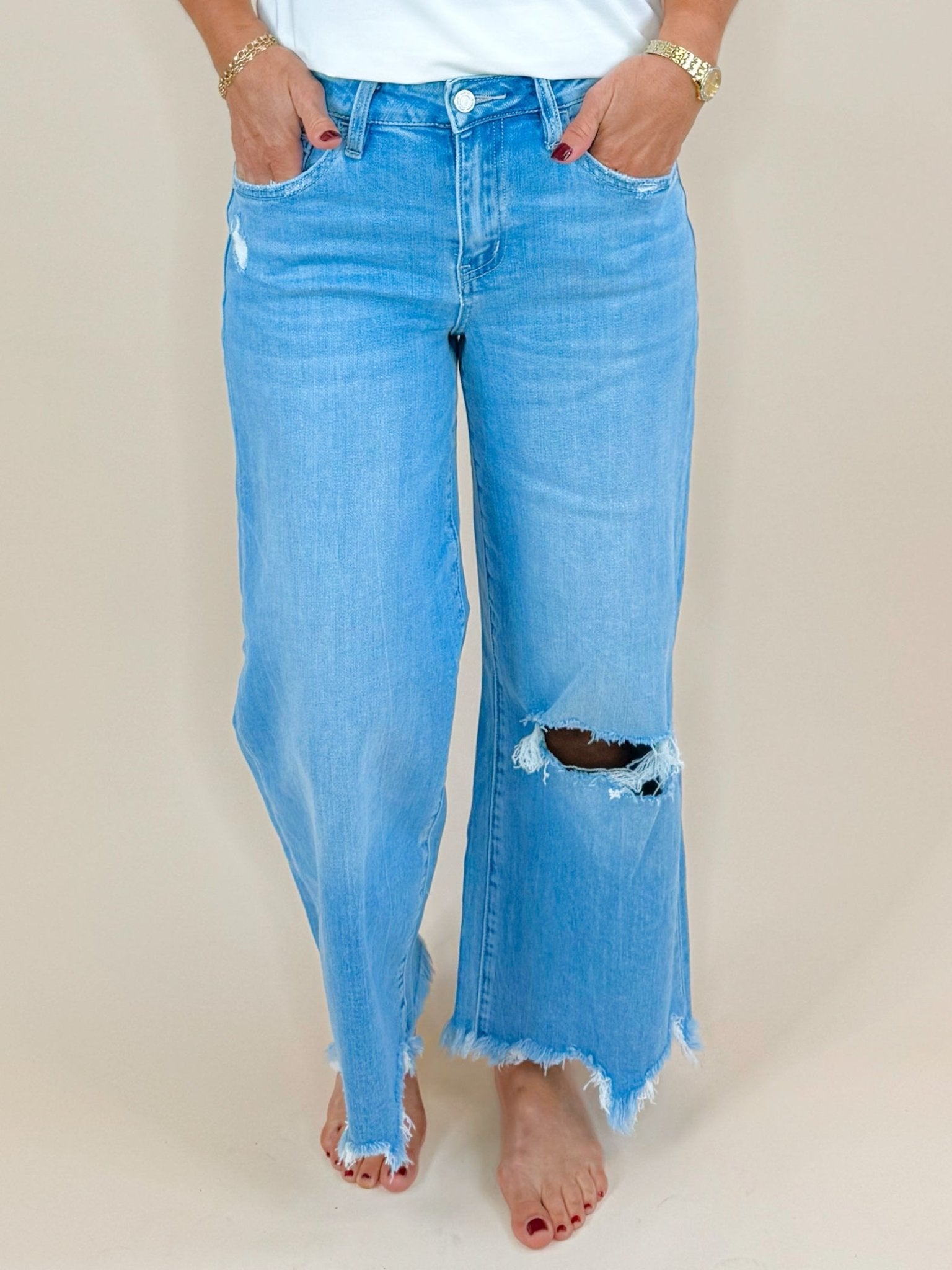Vervet Haven High Rise Crop Wide Leg Jeans - Jessi Jayne Boutique