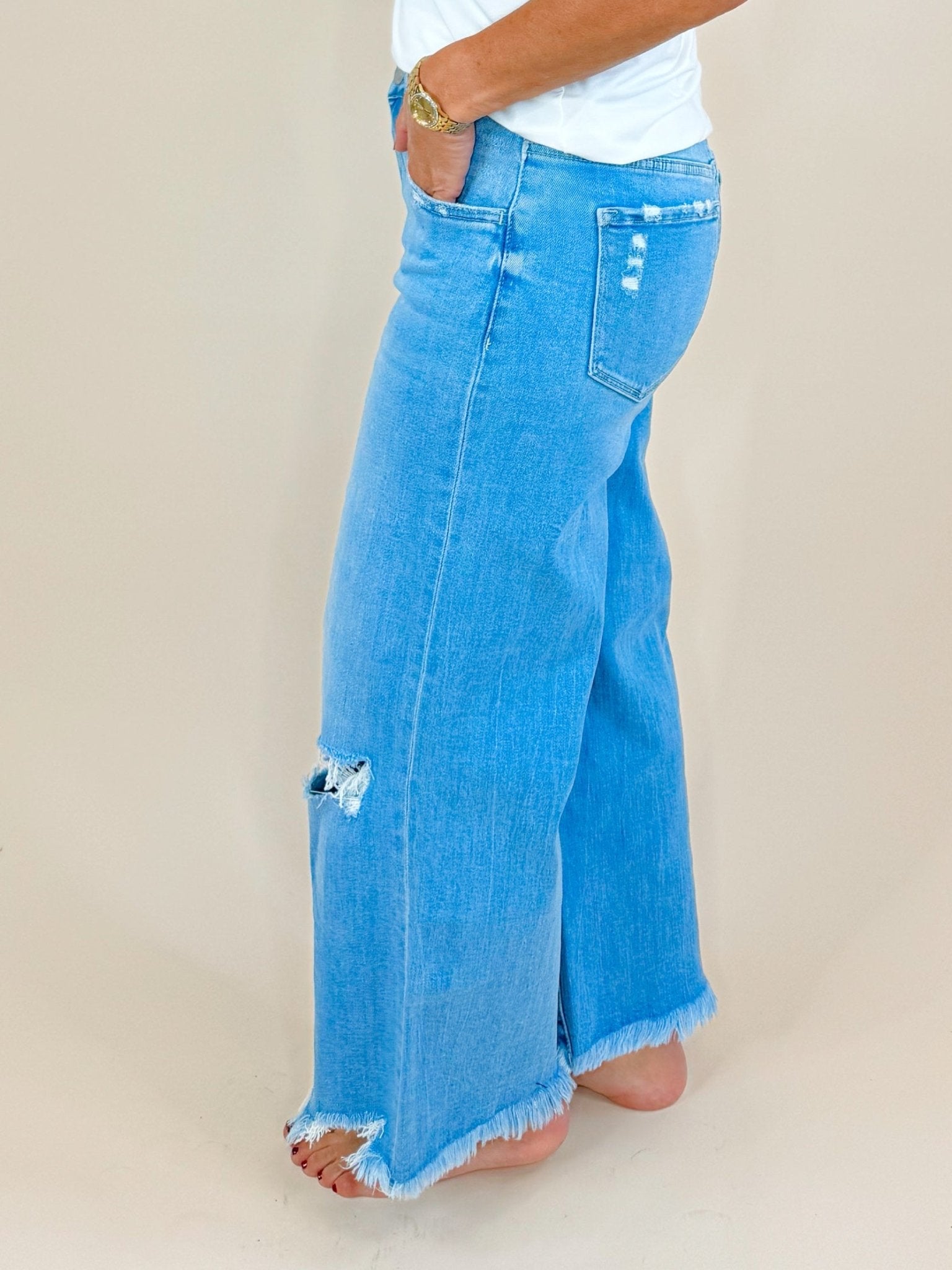 Vervet Haven High Rise Crop Wide Leg Jeans - Jessi Jayne Boutique
