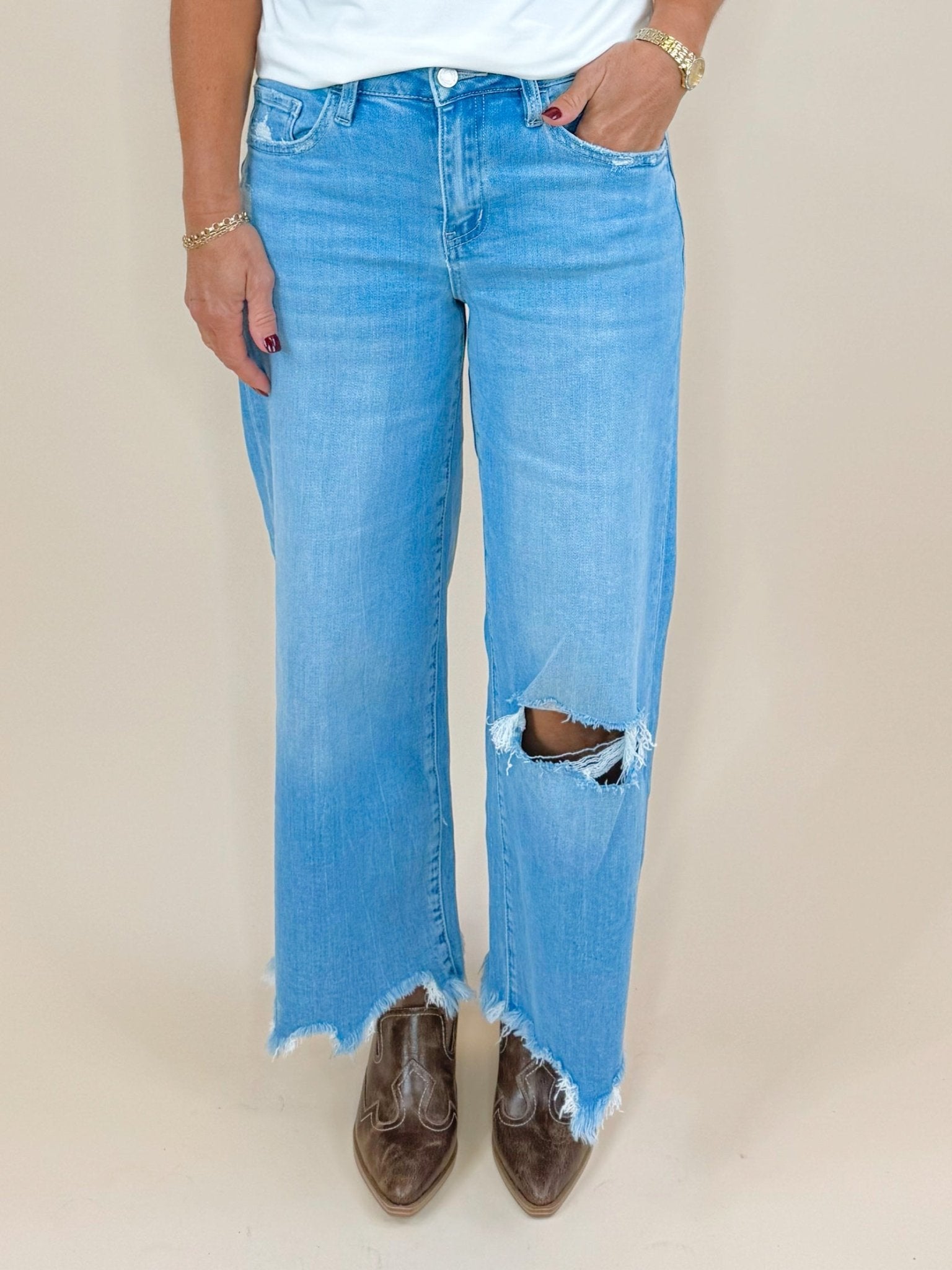 Vervet Haven High Rise Crop Wide Leg Jeans - Jessi Jayne Boutique