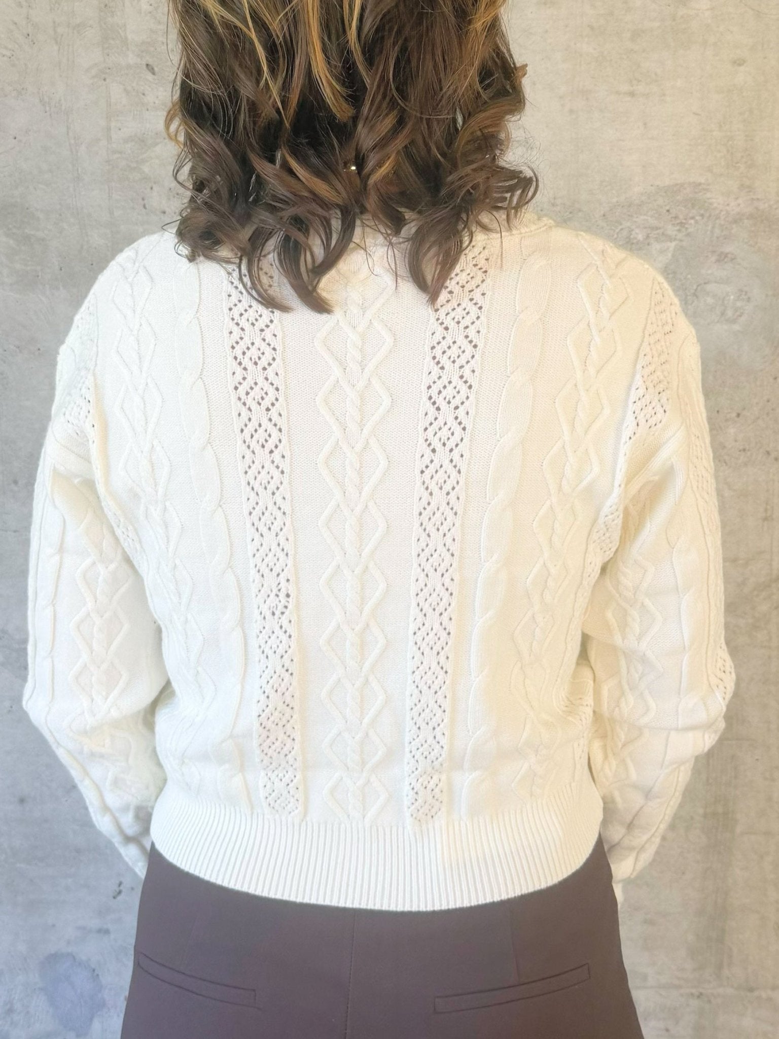 Ivory Cable Knit Cropped Cardigan - Jessi Jayne Boutique