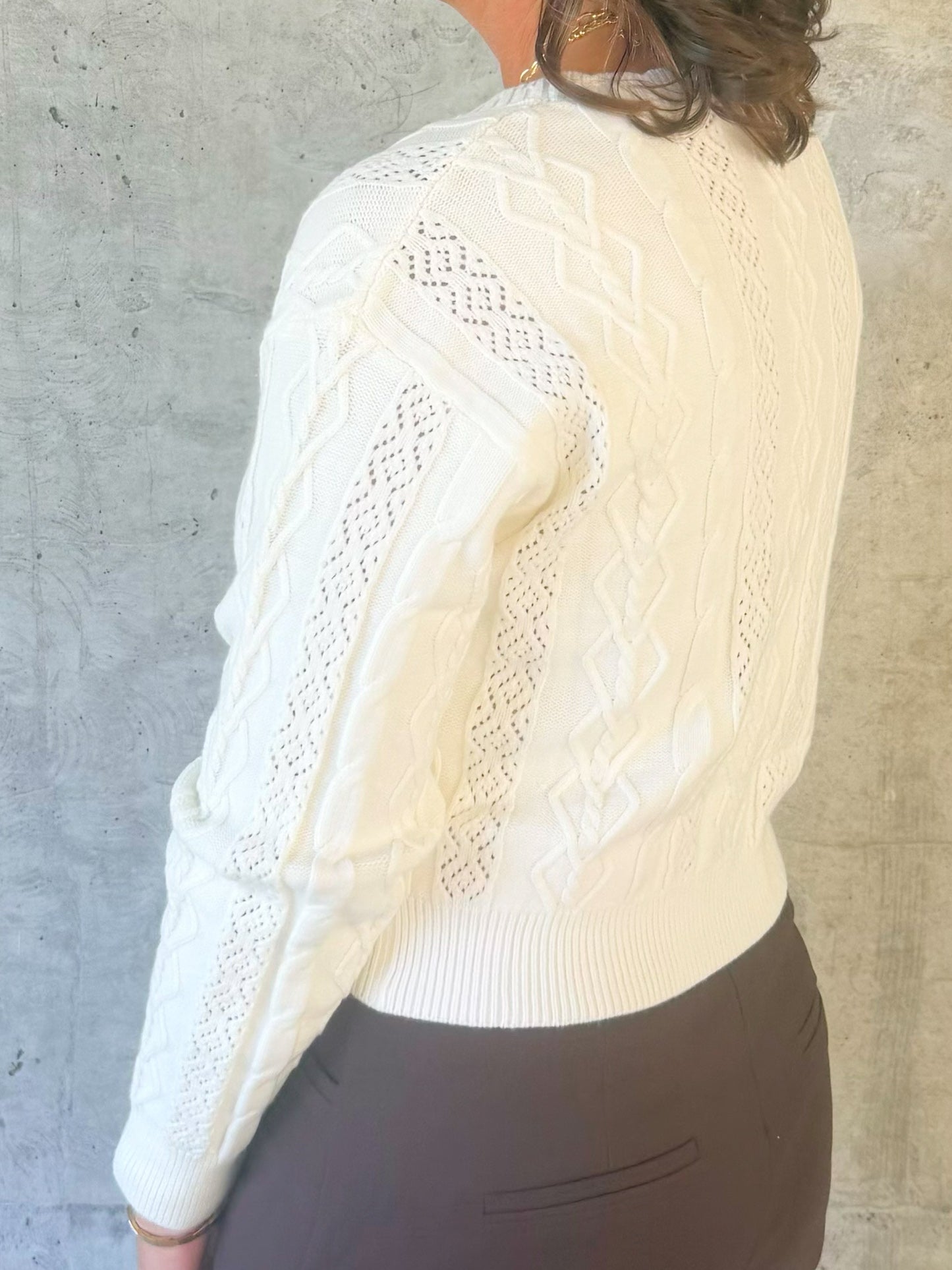 Ivory Cable Knit Cropped Cardigan - Jessi Jayne Boutique
