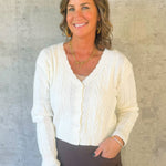 Ivory Cable Knit Cropped Cardigan - Jessi Jayne Boutique