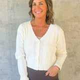 Ivory Cable Knit Cropped Cardigan - Jessi Jayne Boutique