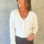 Ivory Cable Knit Cropped Cardigan - Jessi Jayne Boutique