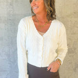 Ivory Cable Knit Cropped Cardigan - Jessi Jayne Boutique