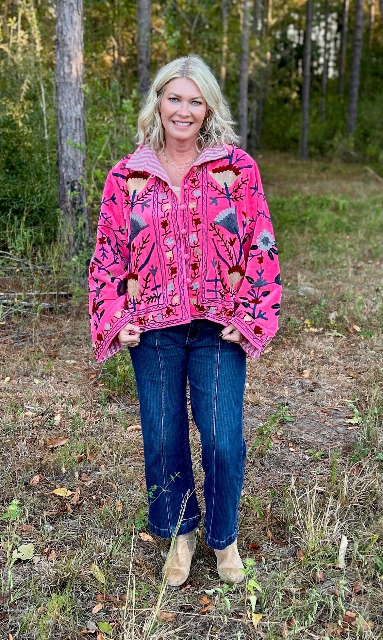 Pretty in Pink Velvet Jacket - Jessi Jayne Boutique