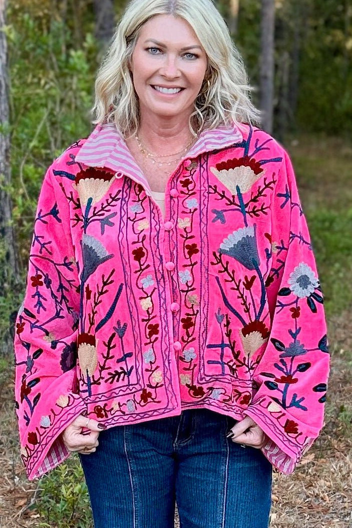 Pretty in Pink Velvet Jacket - Jessi Jayne Boutique