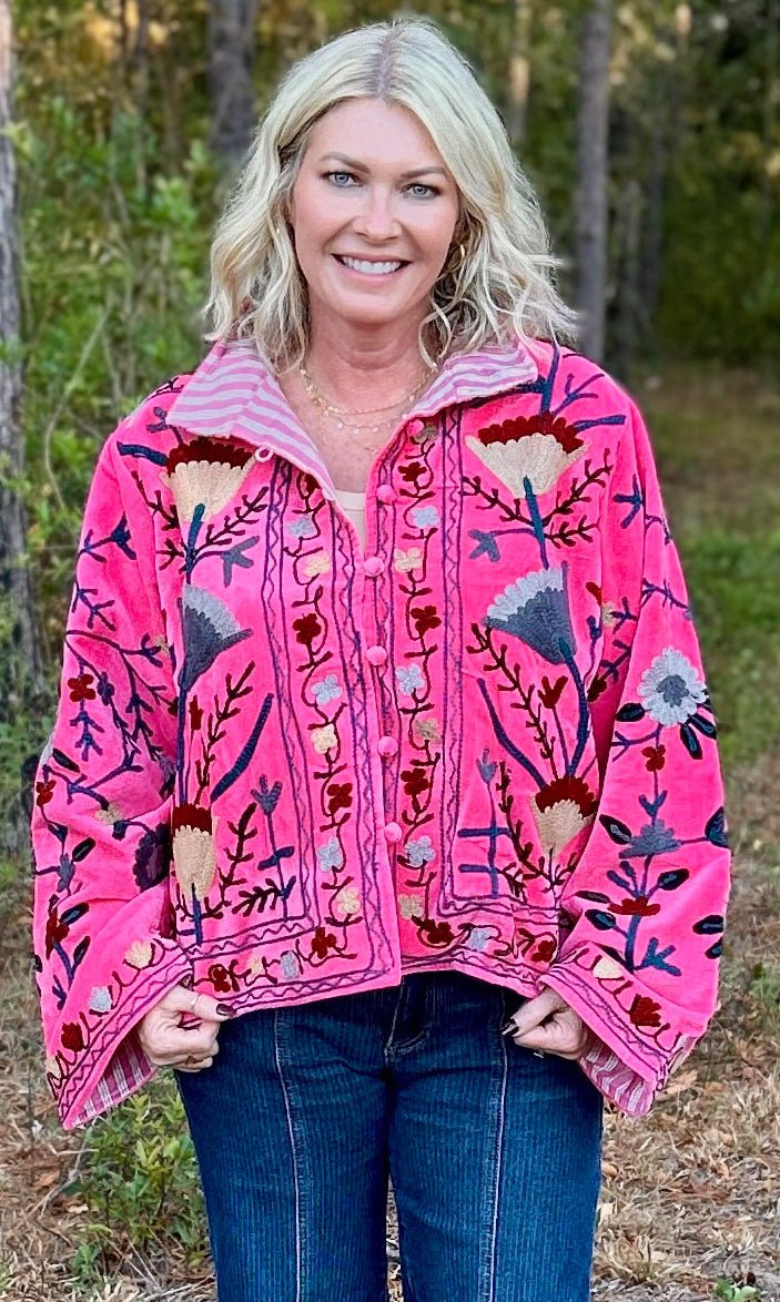 Pretty in Pink Velvet Jacket - Jessi Jayne Boutique