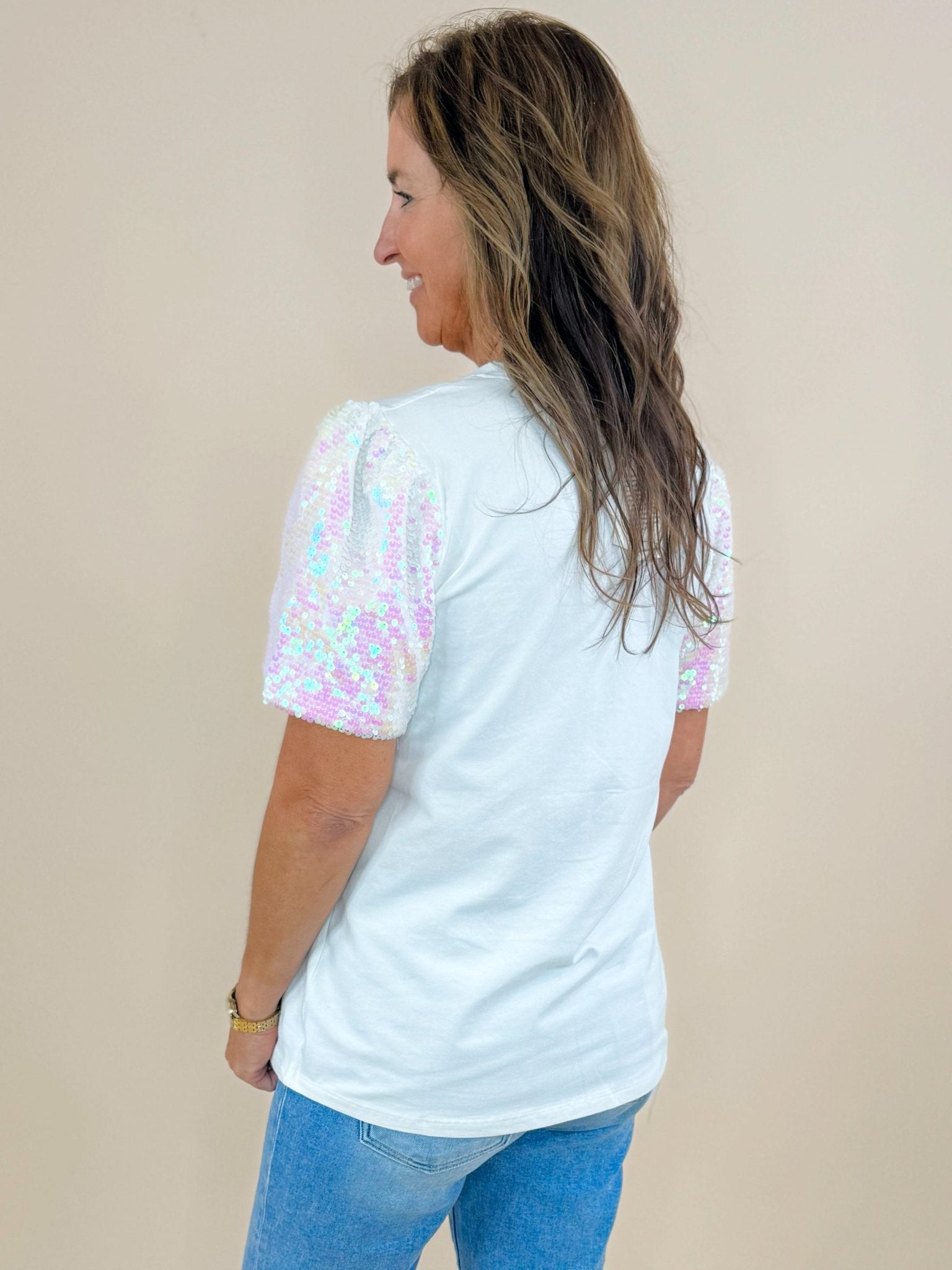 Sparkle & Shine Sequin Sleeve Top - Jessi Jayne Boutique