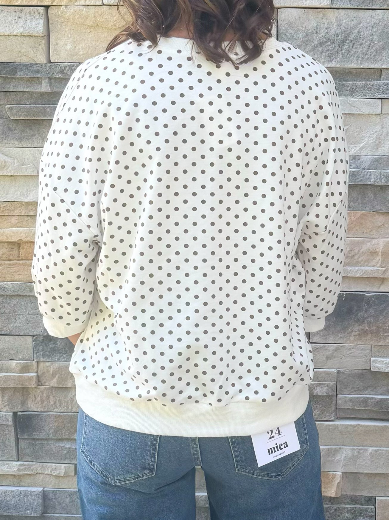 Cocoa Polka Dot Sweatshirt Tee - Jessi Jayne Boutique