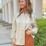 Savannah Satin Lapel Shirt - Jessi Jayne Boutique
