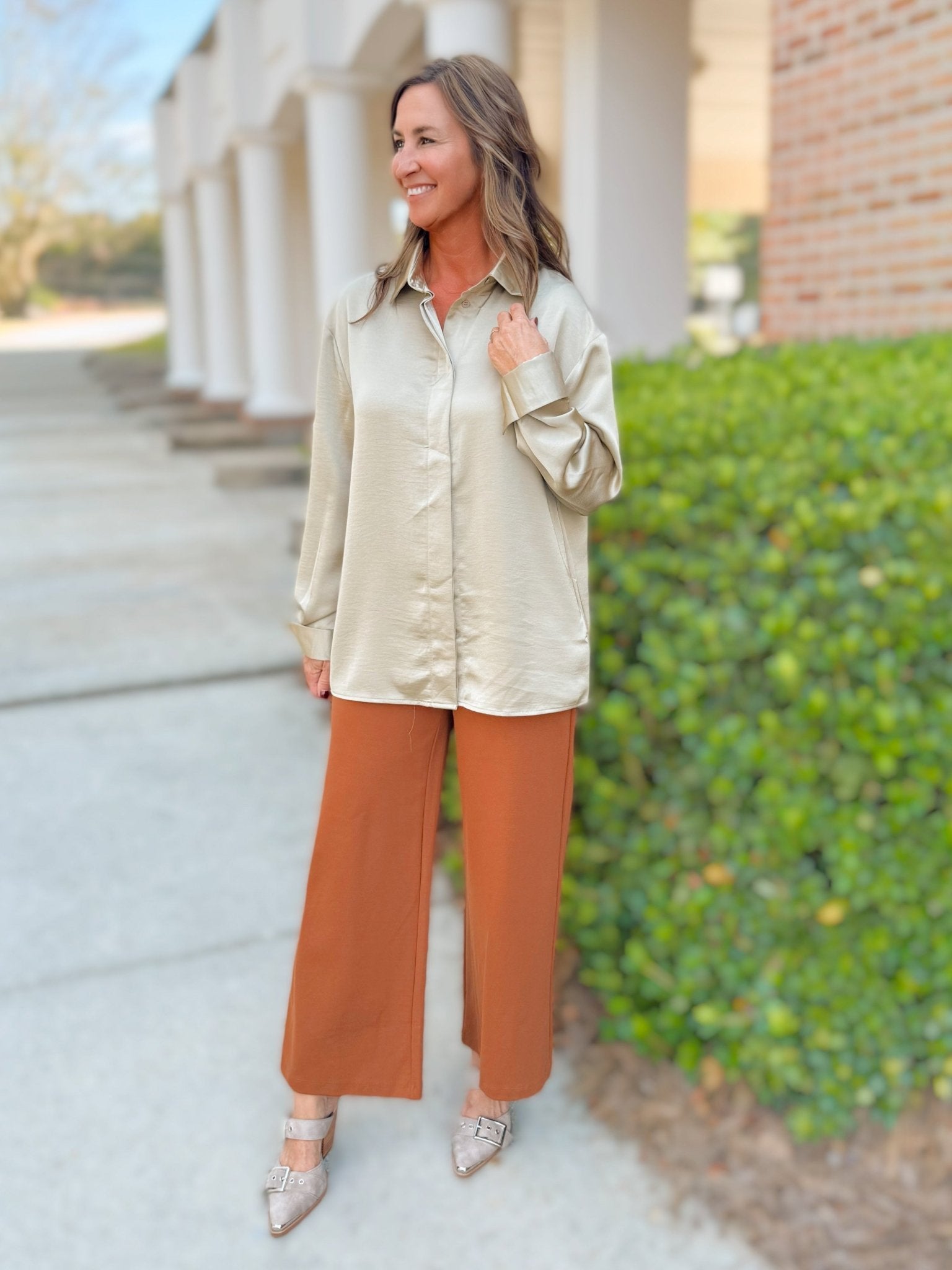Savannah Satin Lapel Shirt - Jessi Jayne Boutique