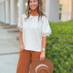 Isla Contrast Puff Sleeve Top - Jessi Jayne Boutique