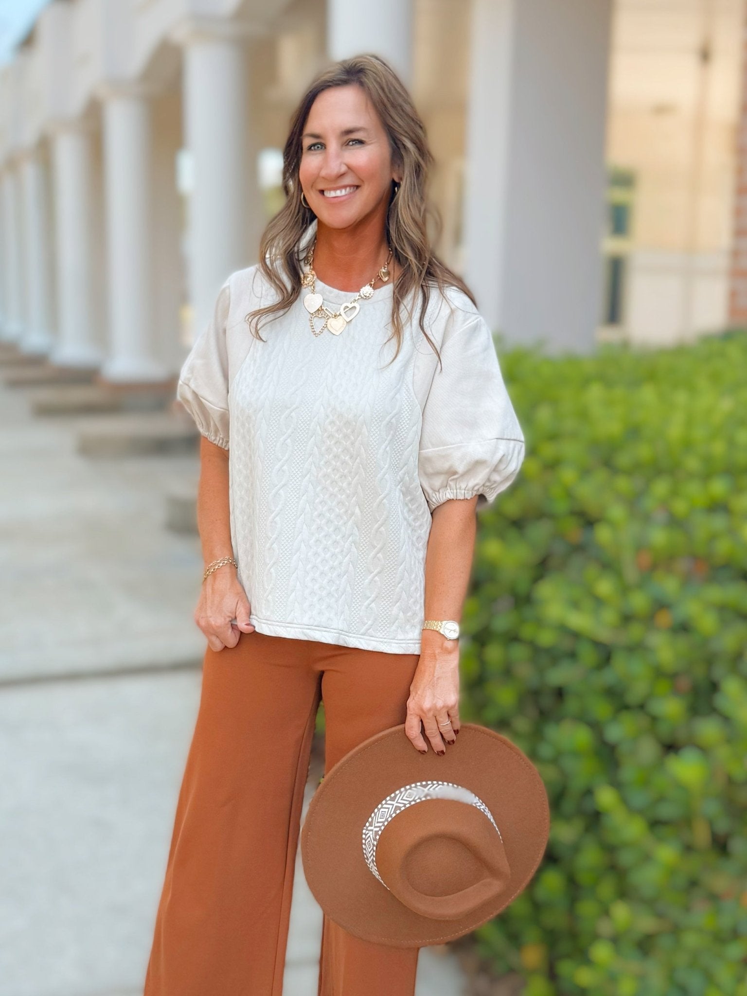 Isla Contrast Puff Sleeve Top - Jessi Jayne Boutique