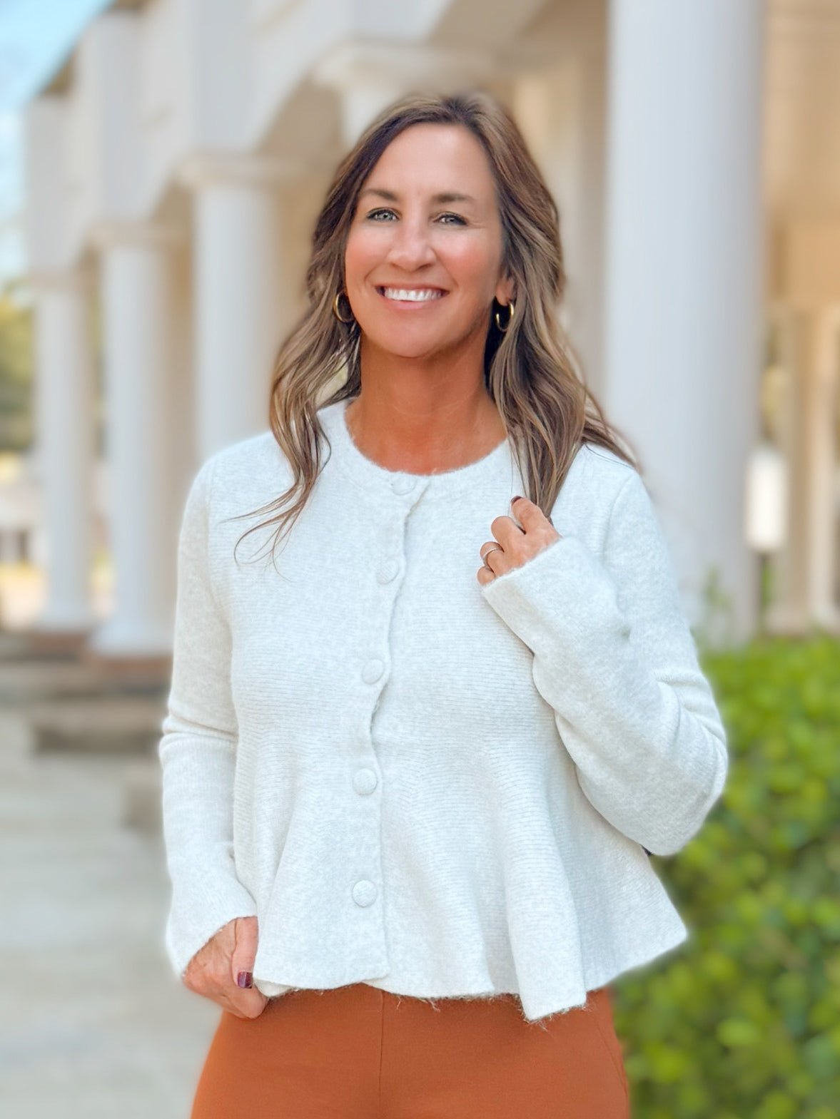Cream Frosted Flare Sweater Top - Jessi Jayne Boutique