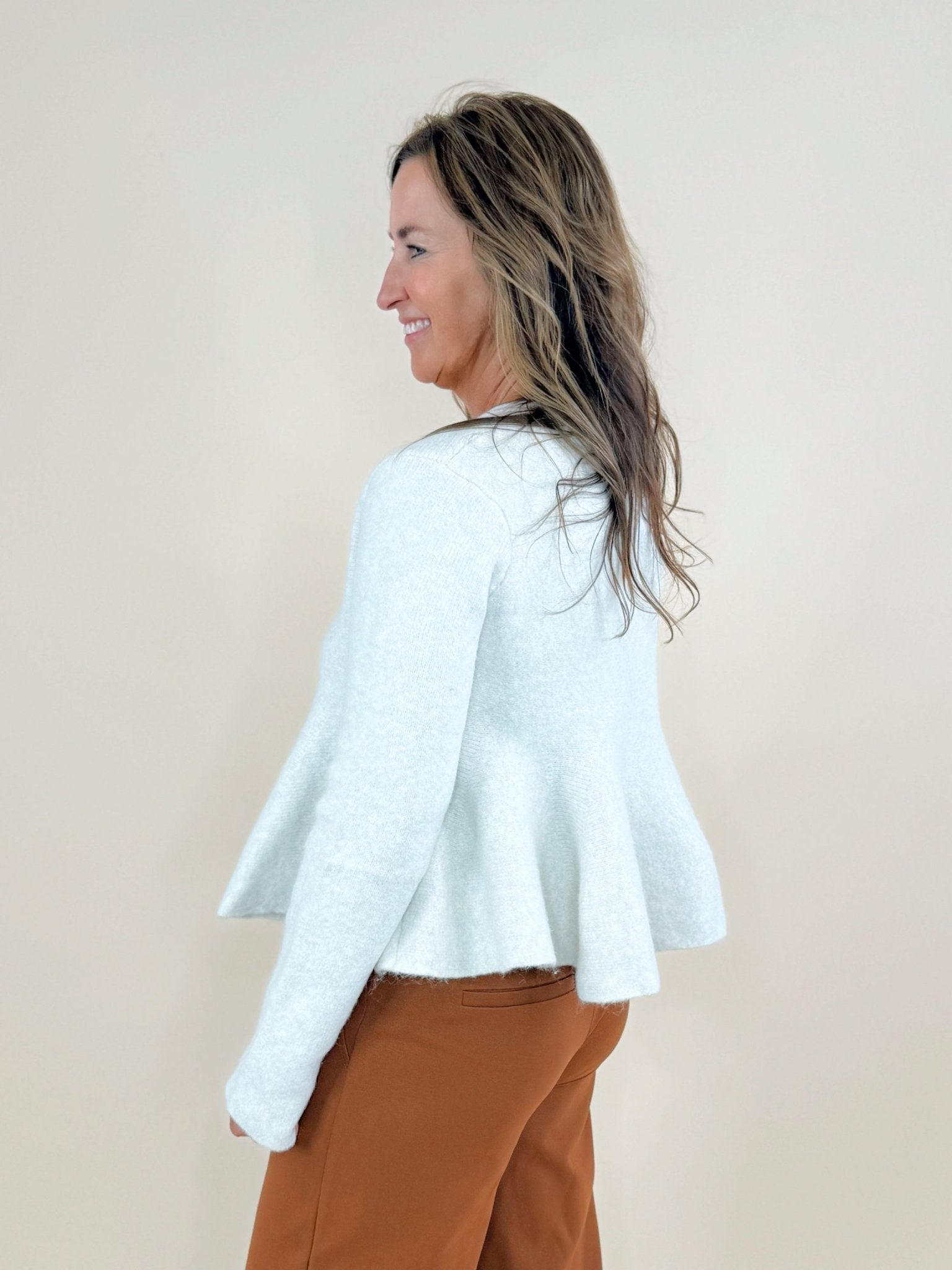 Cream Frosted Flare Sweater Top - Jessi Jayne Boutique