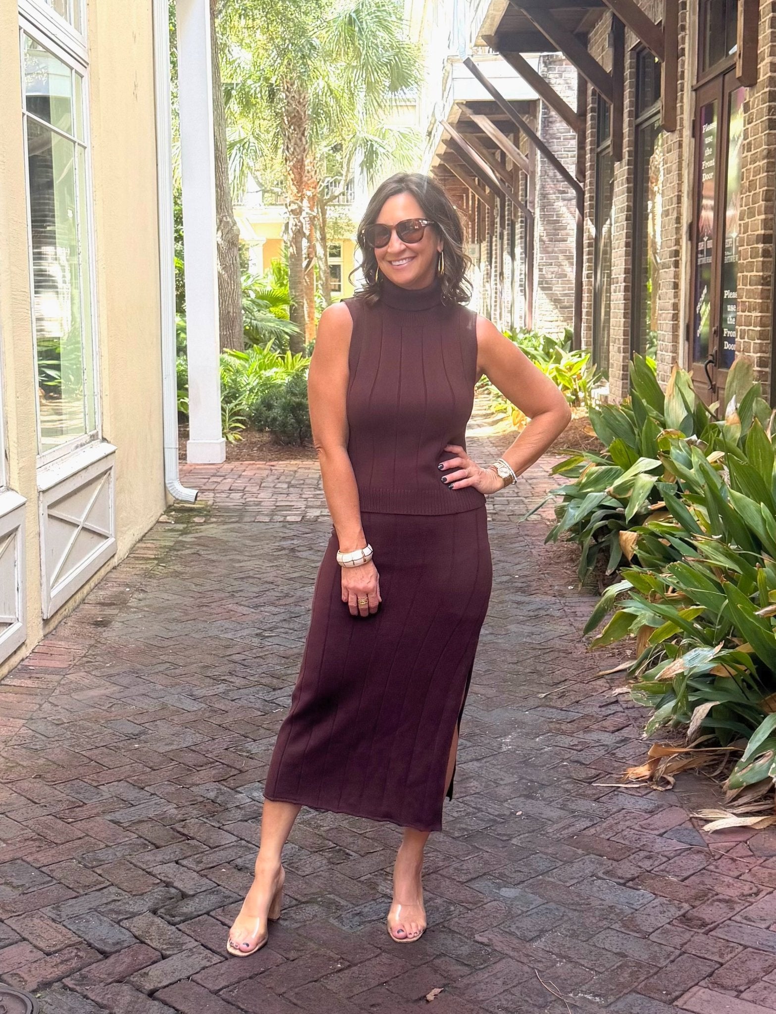 Chocolate Bliss Ribbed Knit Two-Piece Set - Jessi Jayne Boutique