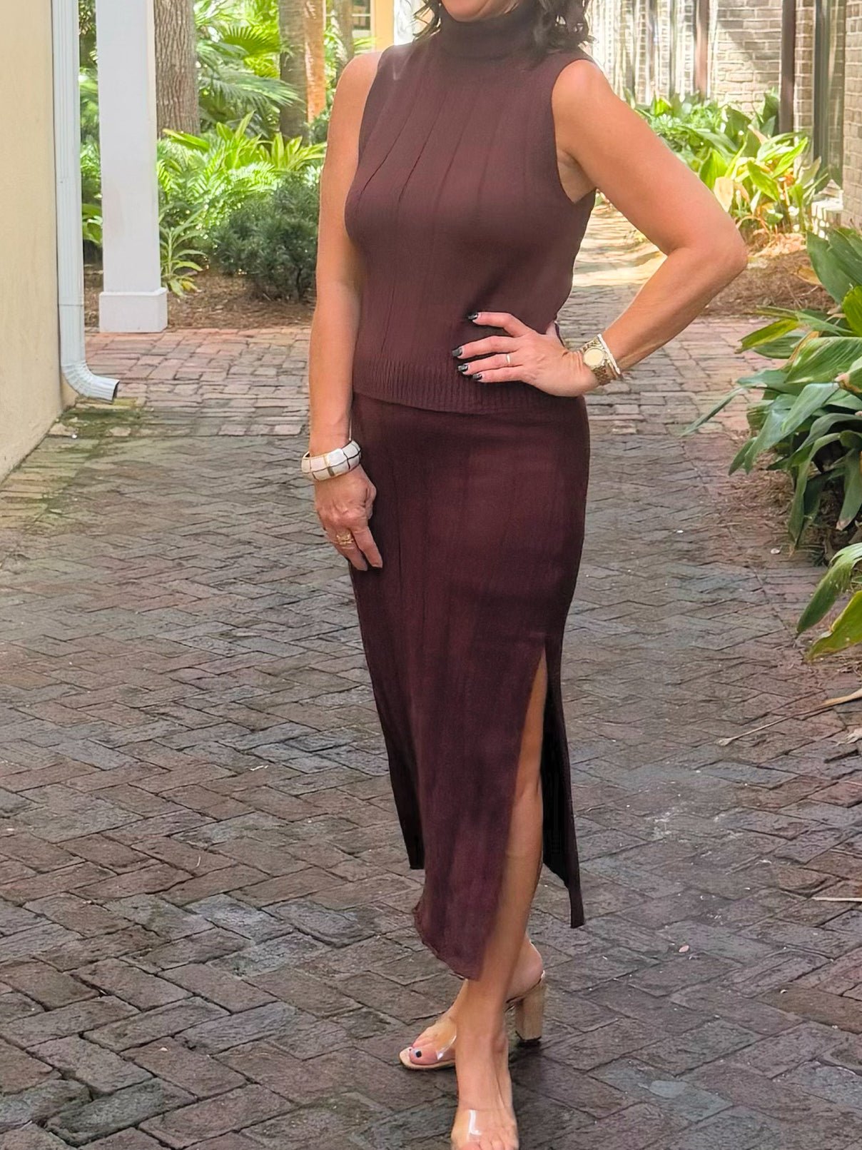 Chocolate Bliss Ribbed Knit Two-Piece Set - Jessi Jayne Boutique