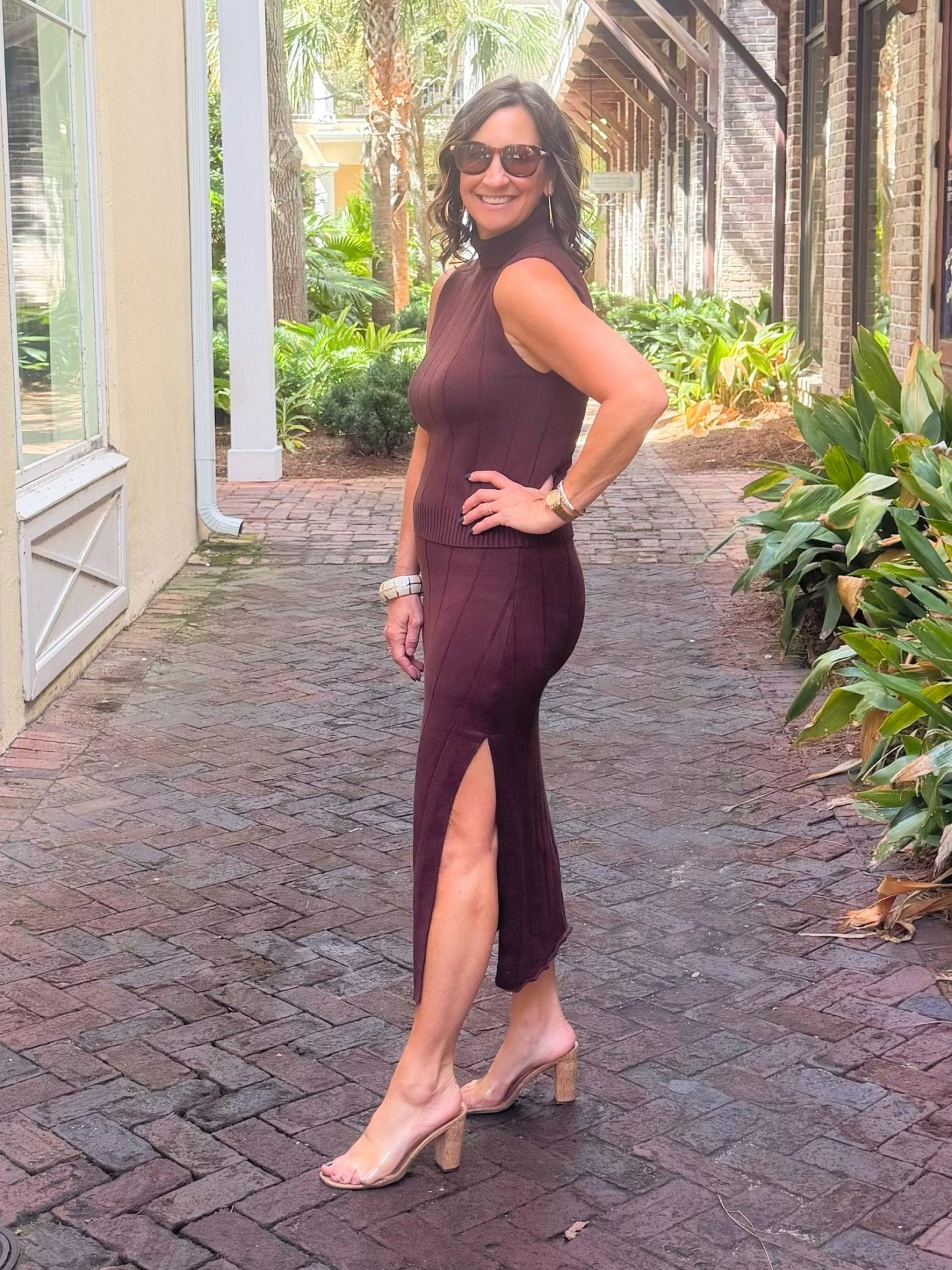 Chocolate Bliss Ribbed Knit Two-Piece Set - Jessi Jayne Boutique
