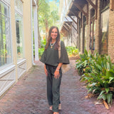 Olive Ease Textured Pant Set