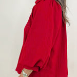 Vivienne Crimson Textured V - Neck Blouse - Jessi Jayne Boutique