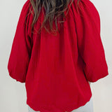 Vivienne Crimson Textured V - Neck Blouse - Jessi Jayne Boutique