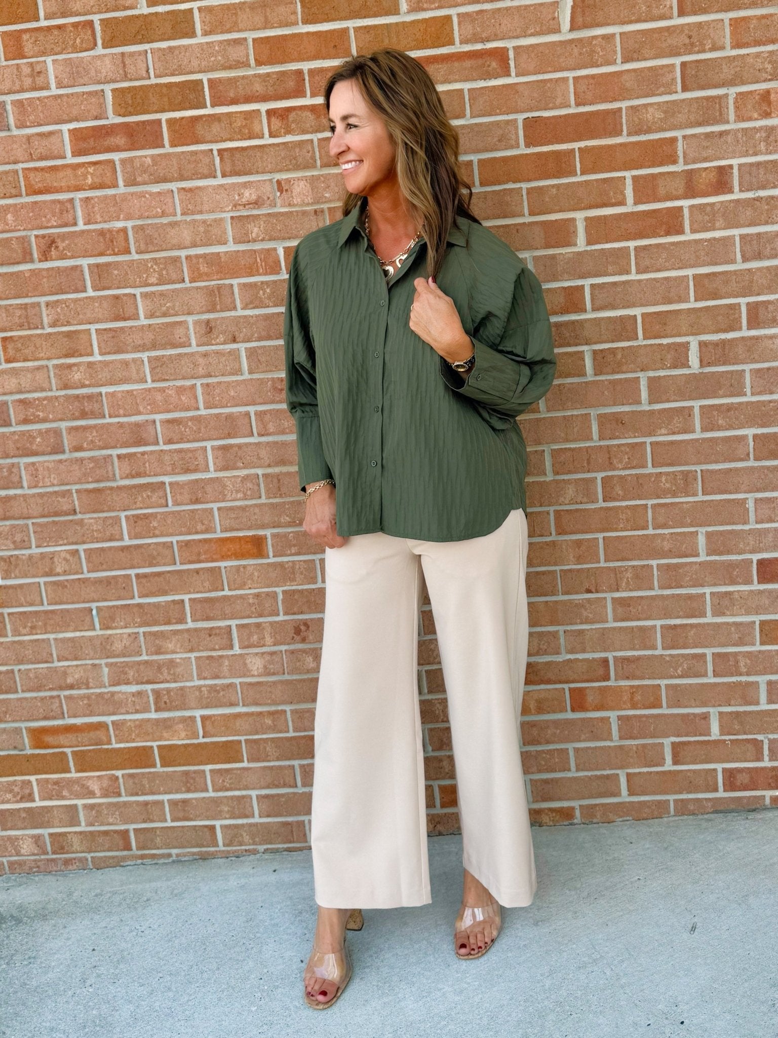 Mara Textured Button Down Shirt - Jessi Jayne Boutique