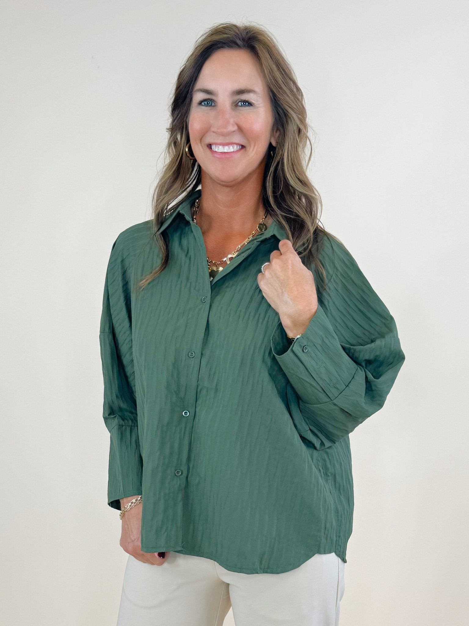 Mara Textured Button Down Shirt - Jessi Jayne Boutique