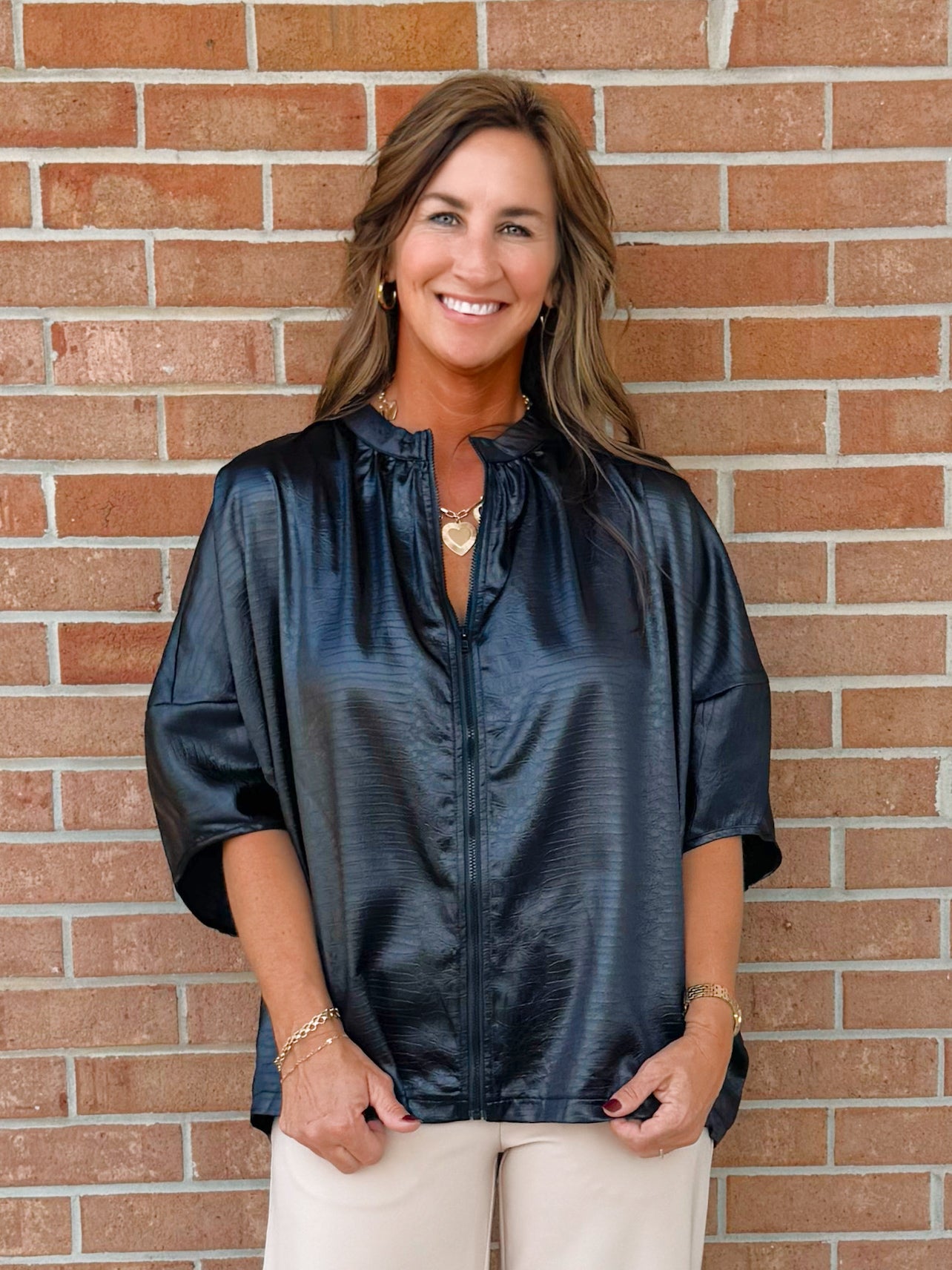 Selene Croc - Texture Zip Top - Jessi Jayne Boutique
