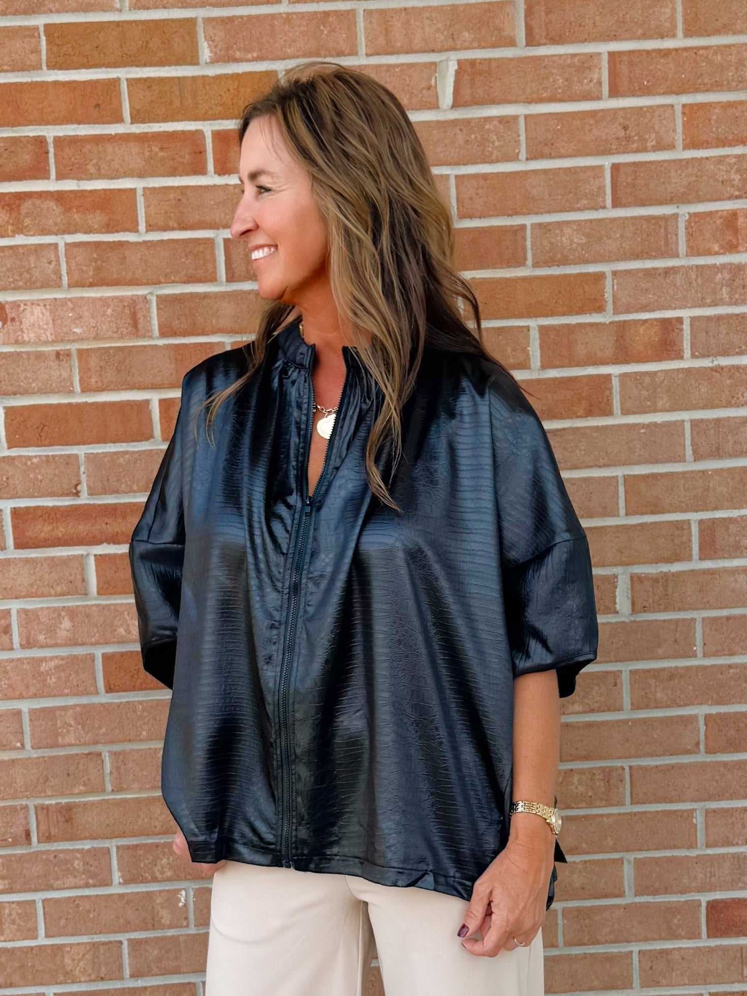 Selene Croc - Texture Zip Top - Jessi Jayne Boutique