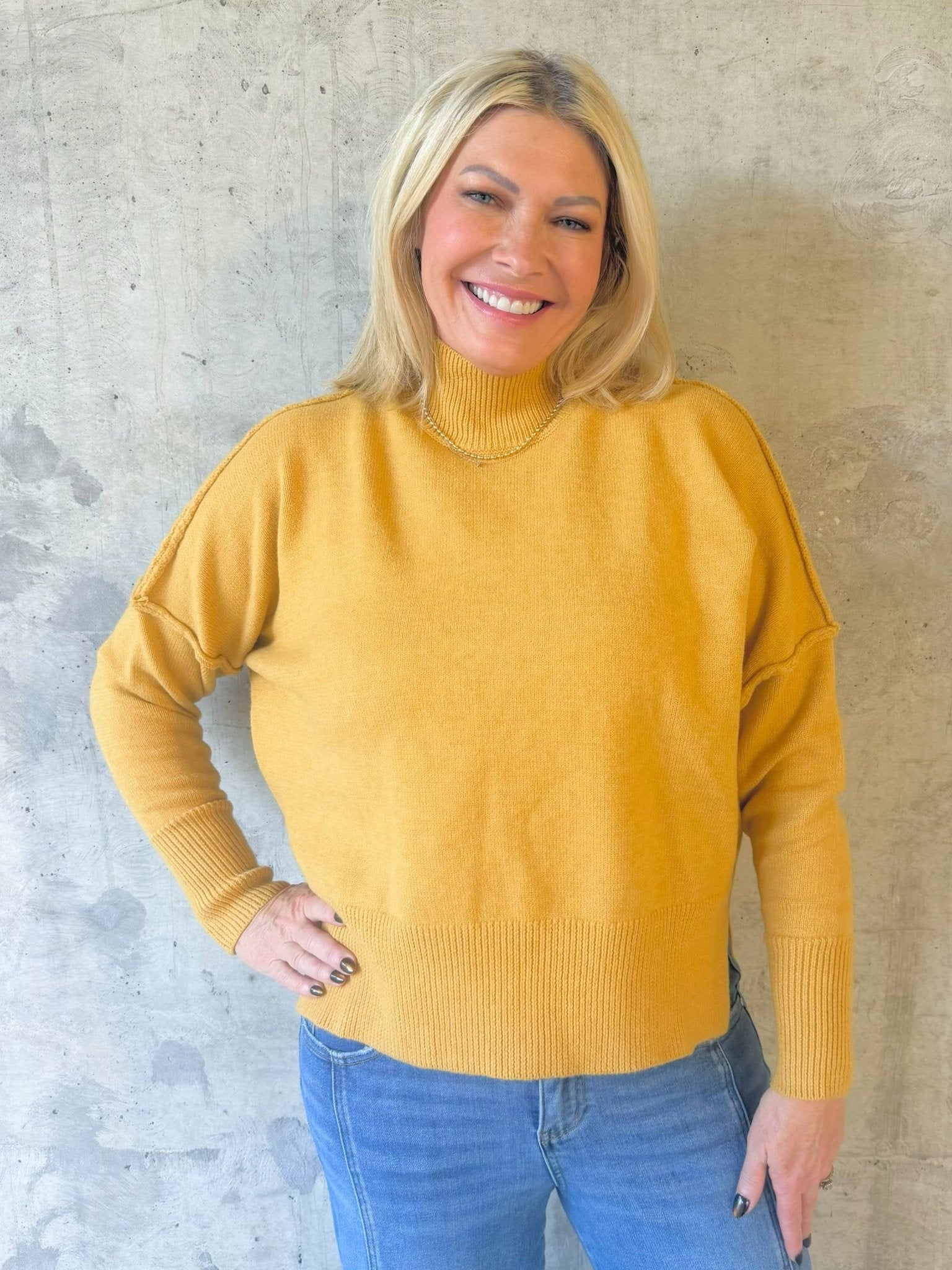 Mustard Mood Turtleneck Sweater - Jessi Jayne Boutique