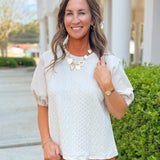 Isla Contrast Puff Sleeve Top - Jessi Jayne Boutique