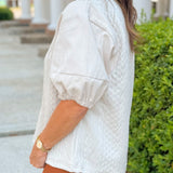 Isla Contrast Puff Sleeve Top - Jessi Jayne Boutique
