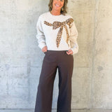 Leopard Bow Charm Sweater - Jessi Jayne Boutique