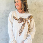 Leopard Bow Charm Sweater - Jessi Jayne Boutique