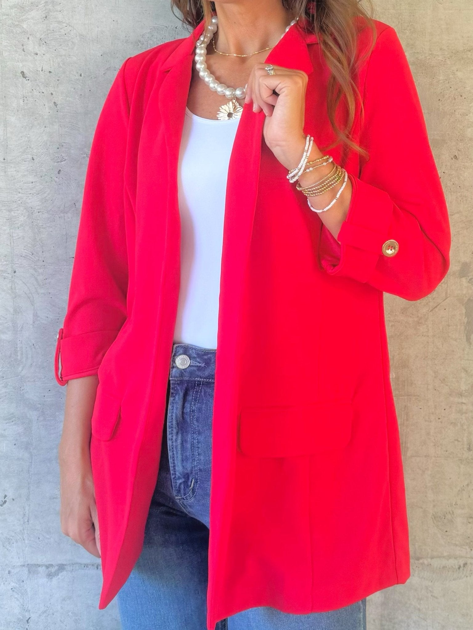 Classic Red Boyfriend Blazer - Jessi Jayne Boutique