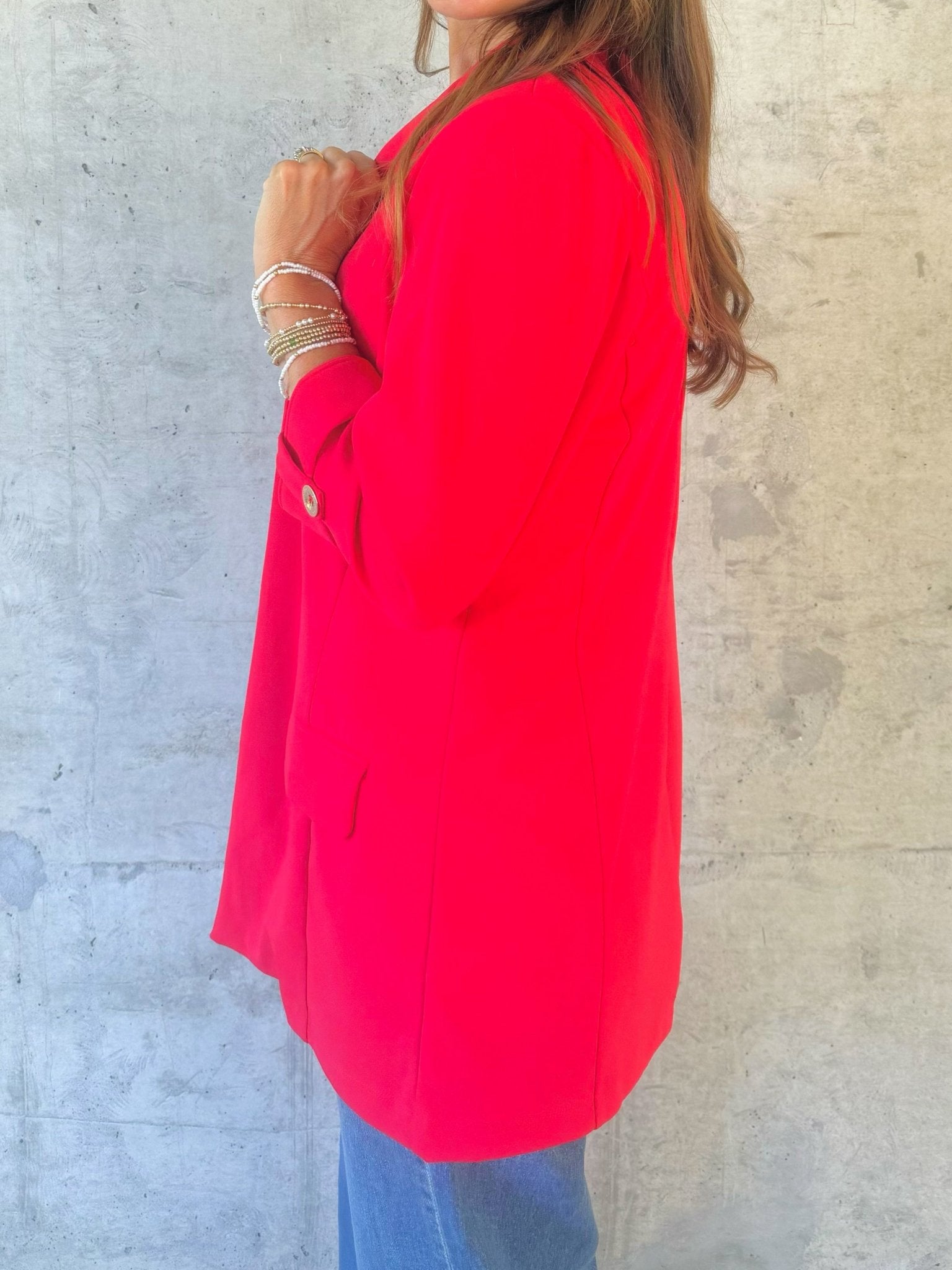 Classic Red Boyfriend Blazer - Jessi Jayne Boutique