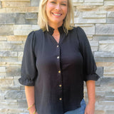 Midnight Grace Button Front Blouse