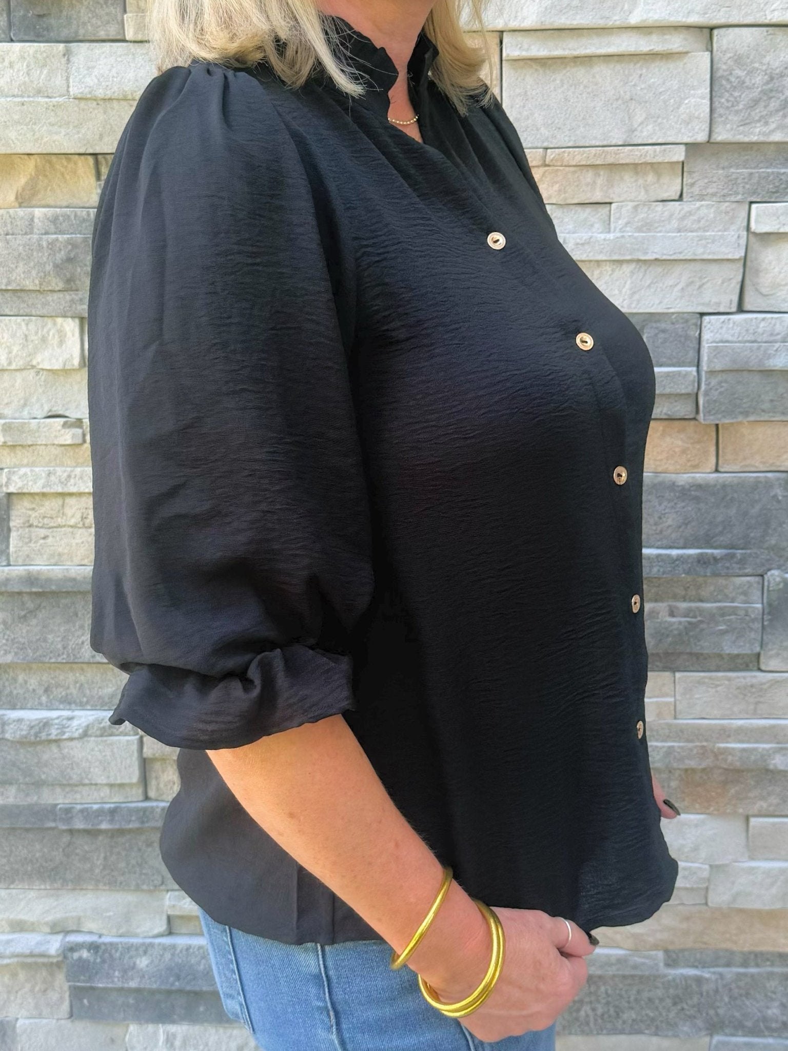 Midnight Grace Button Front Blouse - Jessi Jayne Boutique