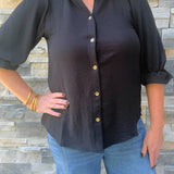 Midnight Grace Button Front Blouse