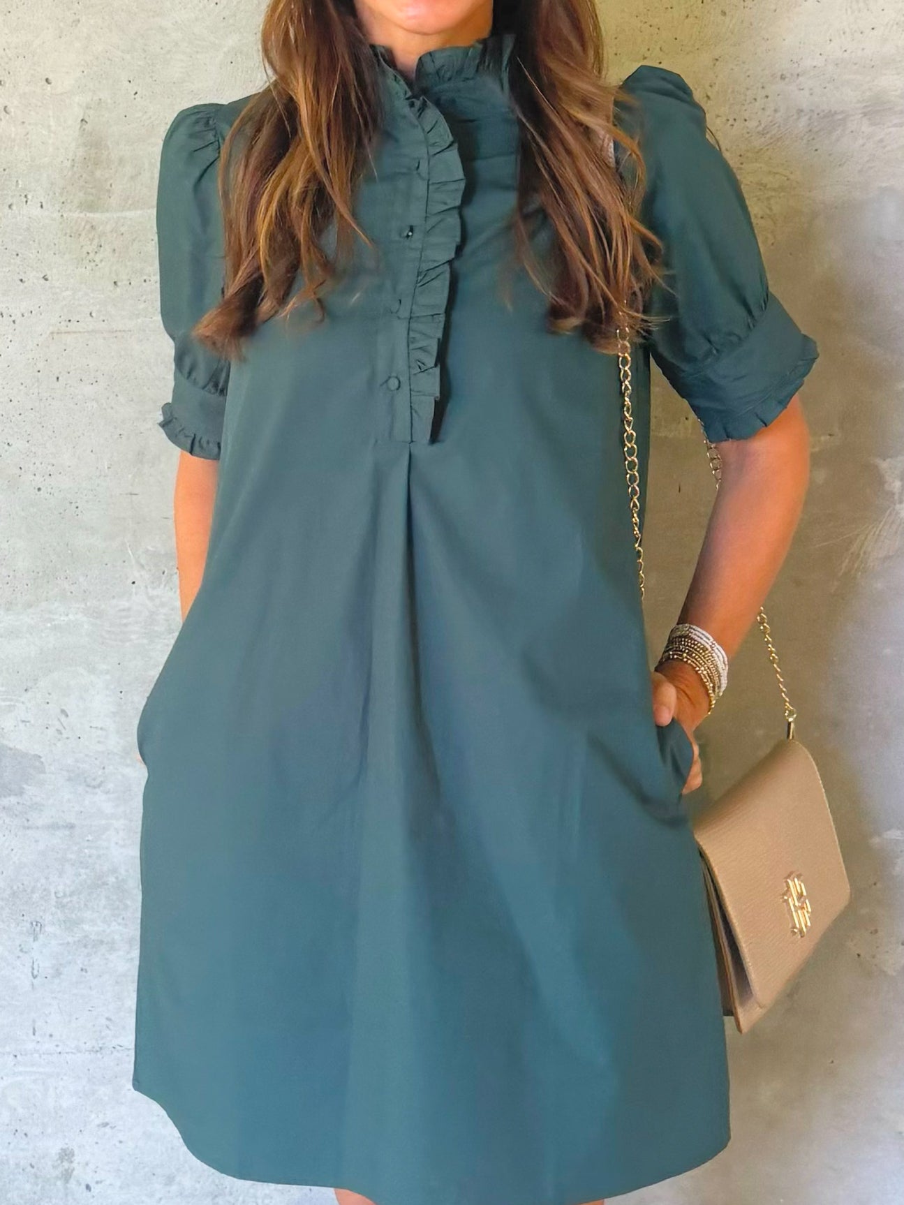 Evergreen Ruffle Mini Dress - Jessi Jayne Boutique
