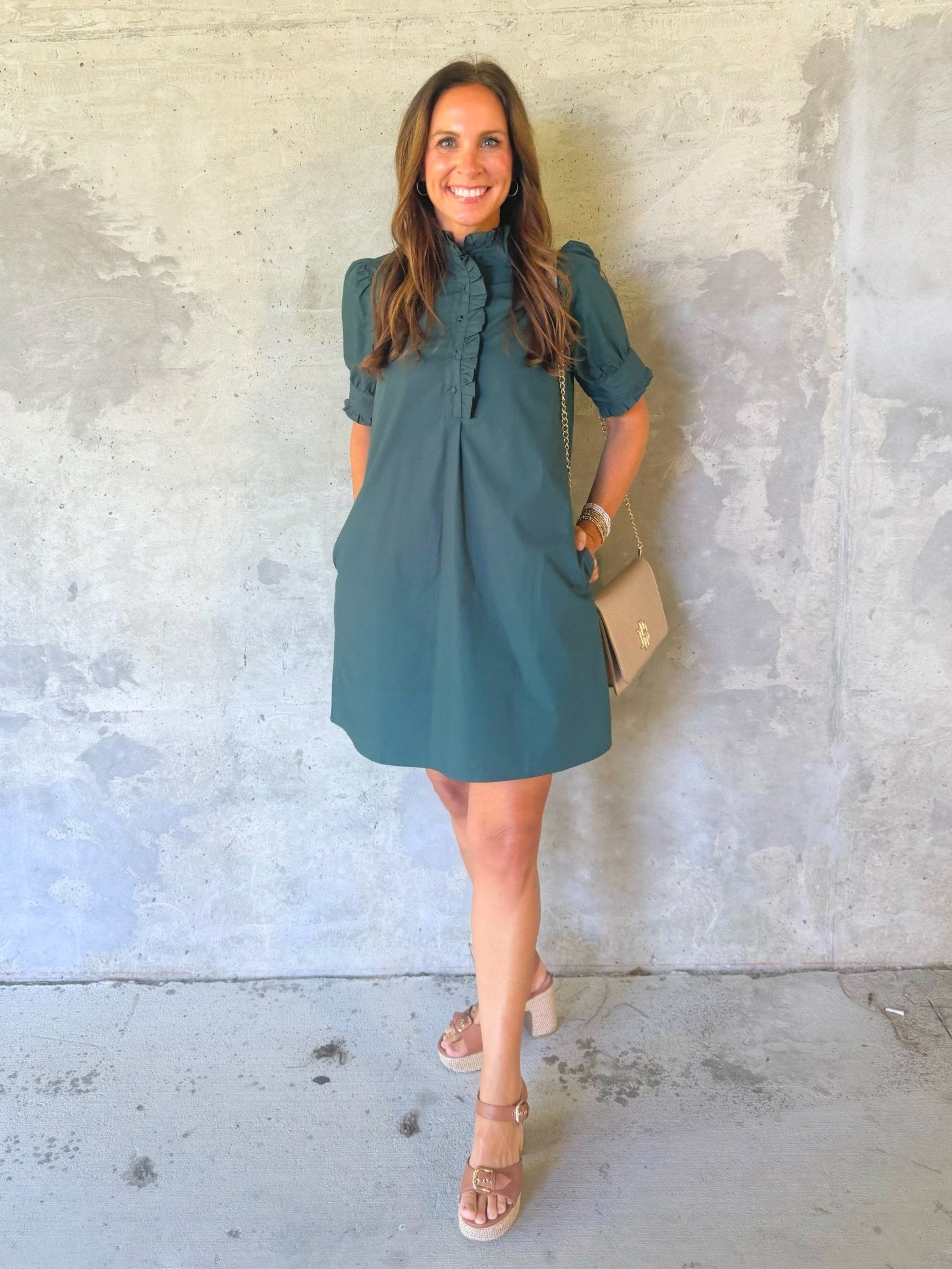 Evergreen Ruffle Mini Dress - Jessi Jayne Boutique