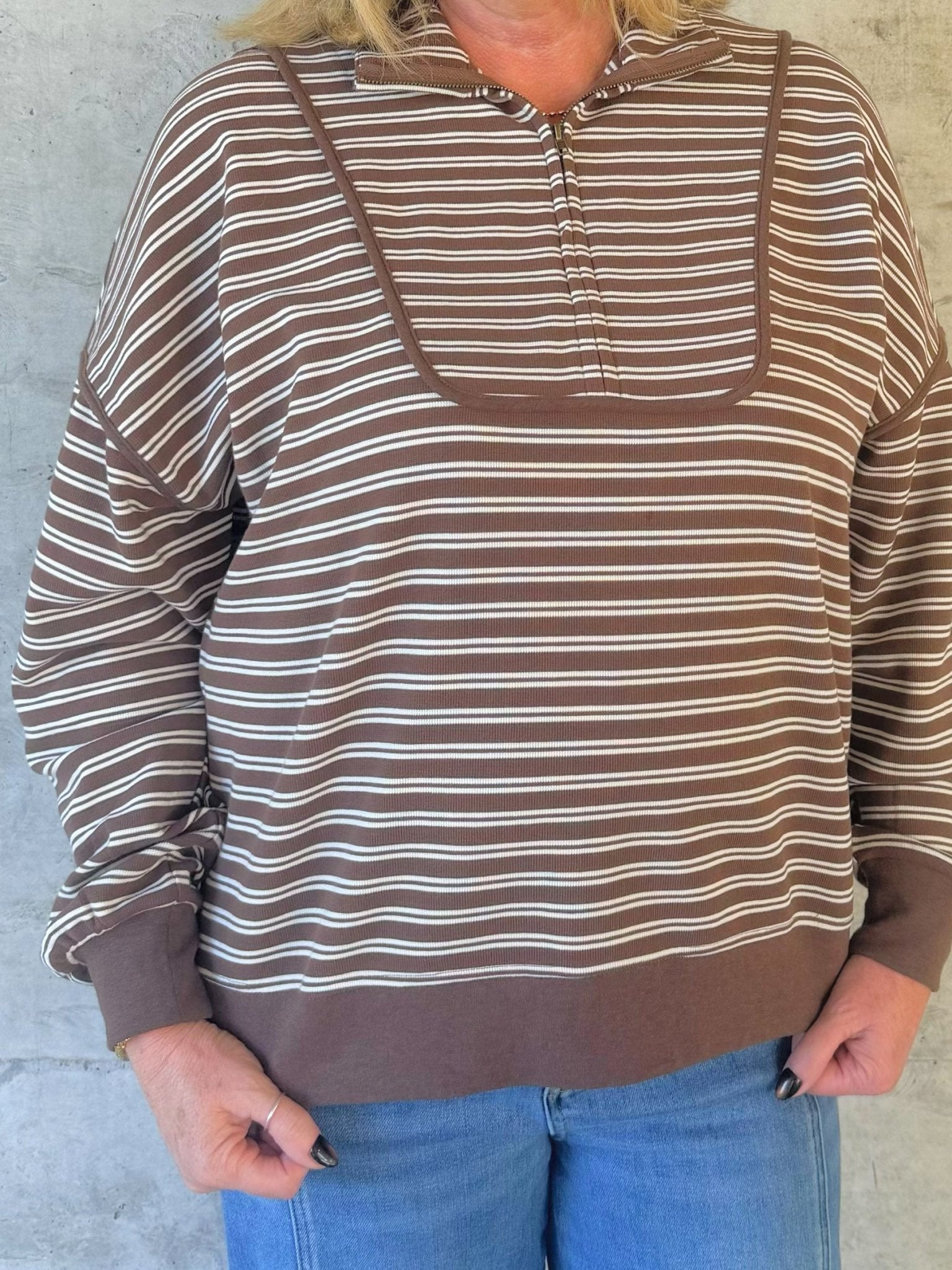 Mocha Lane Stripe Pullover - Jessi Jayne Boutique