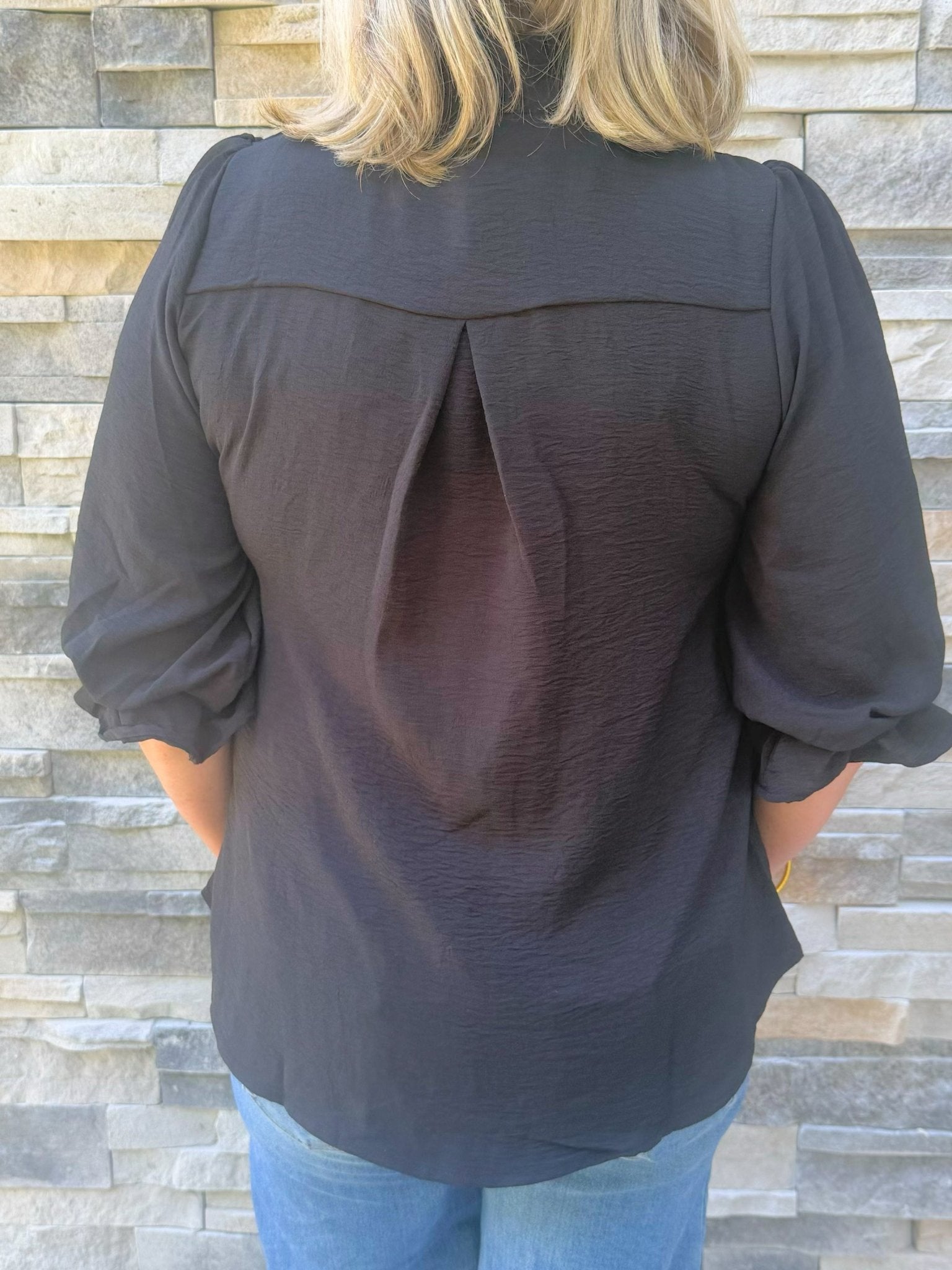 Midnight Grace Button Front Blouse - Jessi Jayne Boutique